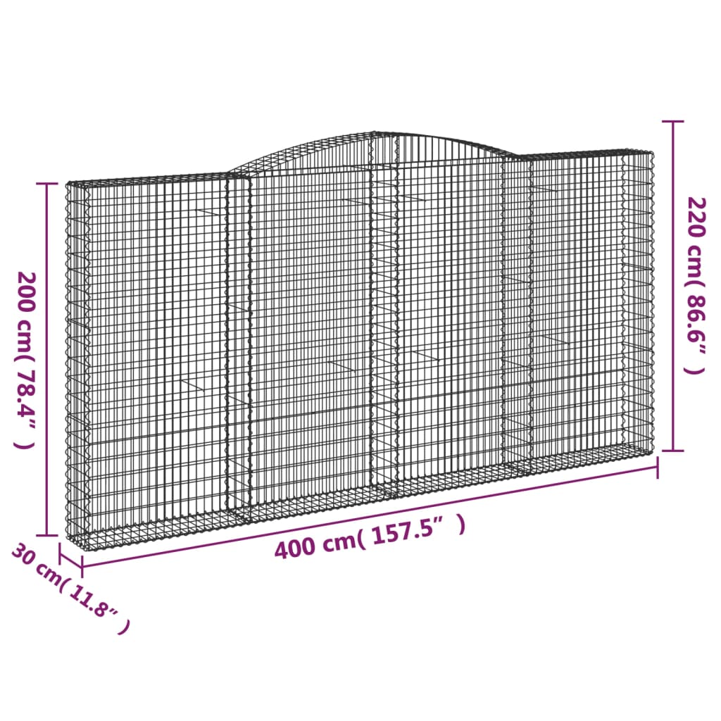 Schanskorven 6 st gewelfd 400x30x200/220 cm ijzer Bloempotten & plantenbakken | Creëer jouw Trendy Thuis | Gratis bezorgd & Retour | Trendy.nl