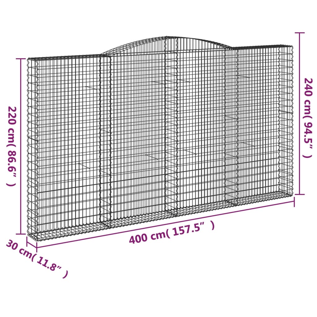 Schanskorven 7 st gewelfd 400x30x220/240 cm ijzer Bloempotten & plantenbakken | Creëer jouw Trendy Thuis | Gratis bezorgd & Retour | Trendy.nl