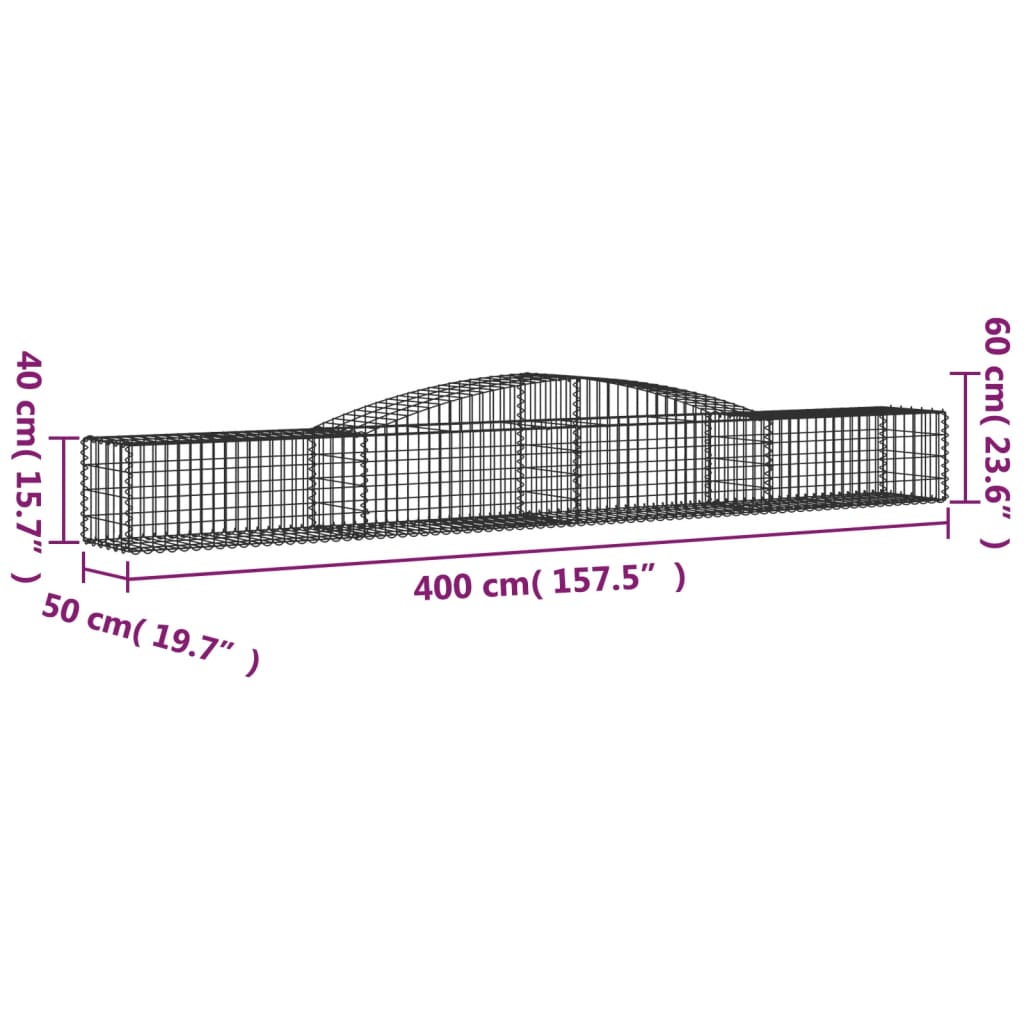 Schanskorven 25 st gewelfd 400x50x40/60 cm gegalvaniseerd ijzer Bloempotten & plantenbakken | Creëer jouw Trendy Thuis | Gratis bezorgd & Retour | Trendy.nl