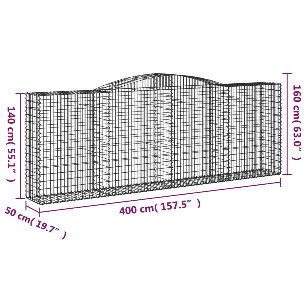 Schanskorven 20 st gewelfd 400x50x140/160 cm ijzer Bloempotten & plantenbakken | Creëer jouw Trendy Thuis | Gratis bezorgd & Retour | Trendy.nl