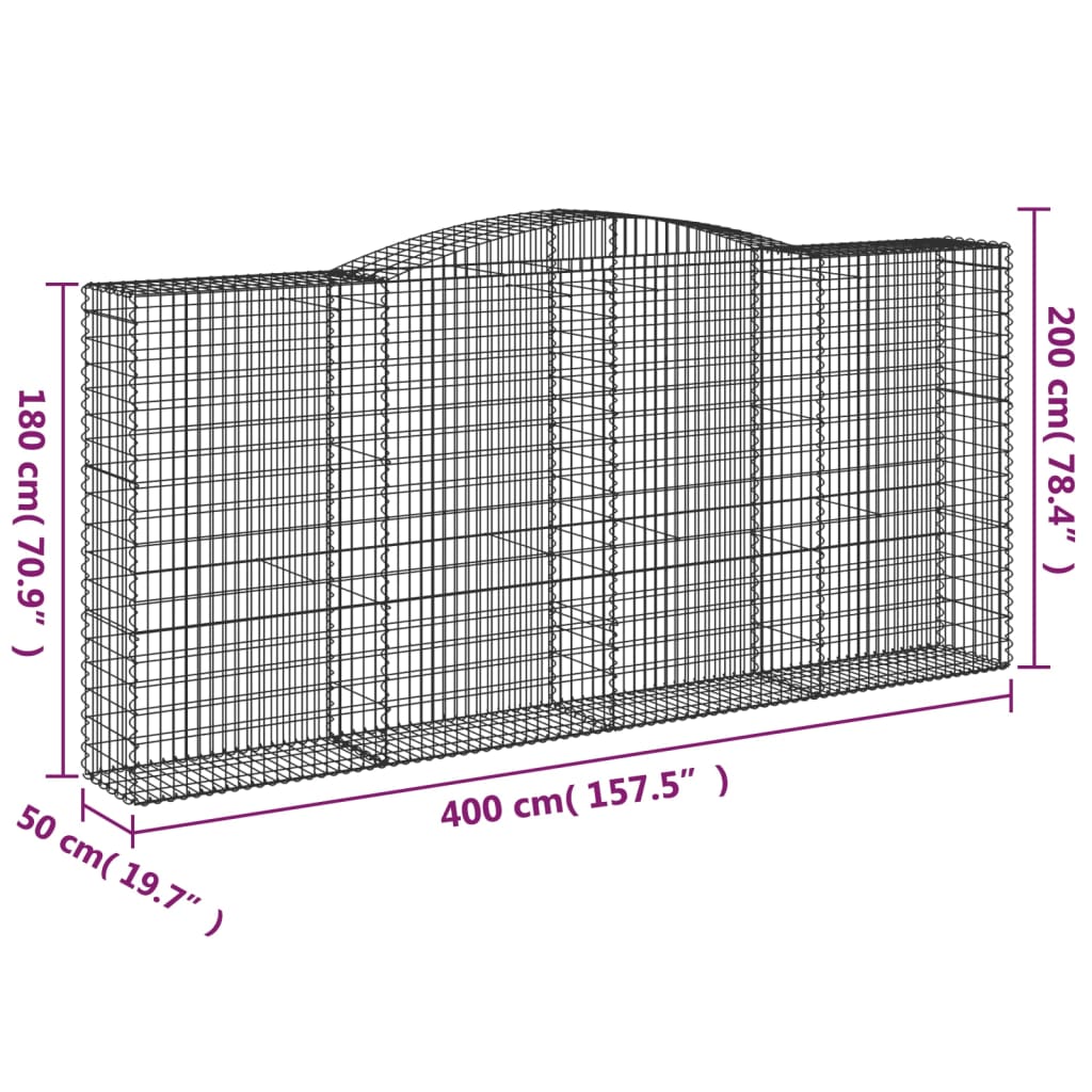 Schanskorven 9 st gewelfd 400x50x180/200 cm ijzer Bloempotten & plantenbakken | Creëer jouw Trendy Thuis | Gratis bezorgd & Retour | Trendy.nl