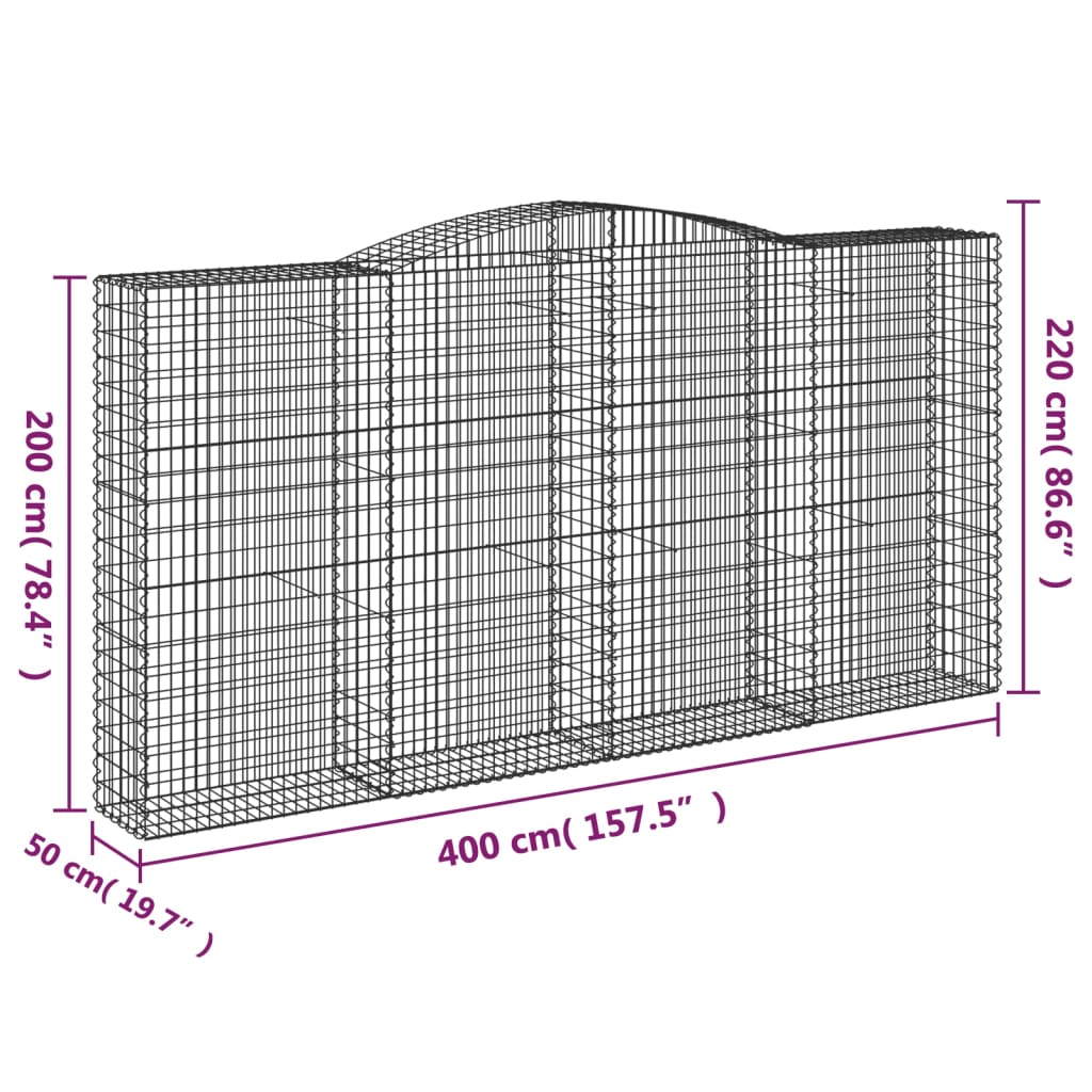 Schanskorven 7 st gewelfd 400x50x200/220 cm ijzer Bloempotten & plantenbakken | Creëer jouw Trendy Thuis | Gratis bezorgd & Retour | Trendy.nl