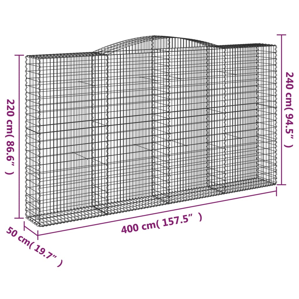 Schanskorven 7 st gewelfd 400x50x220/240 cm ijzer Bloempotten & plantenbakken | Creëer jouw Trendy Thuis | Gratis bezorgd & Retour | Trendy.nl