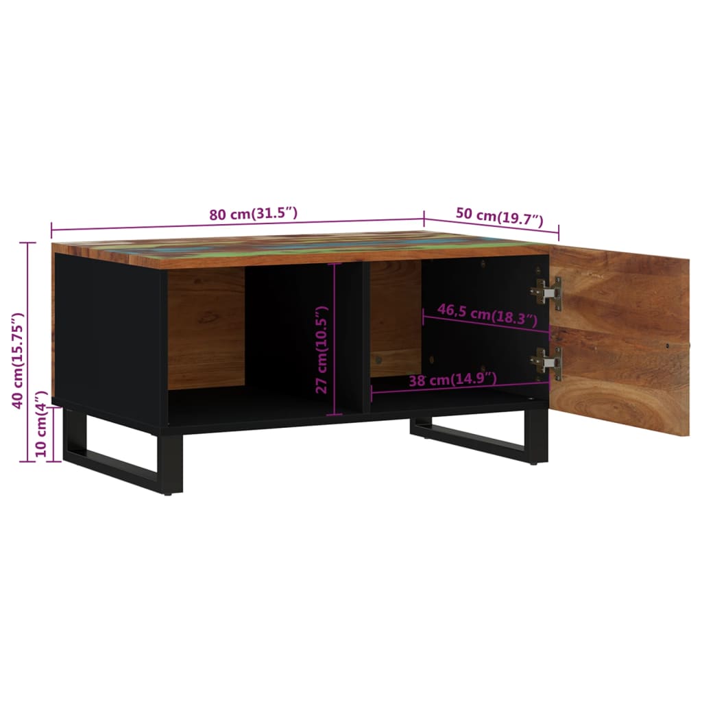 Salontafel 80x50x40 cm massief gerecycled hout en bewerkt hout