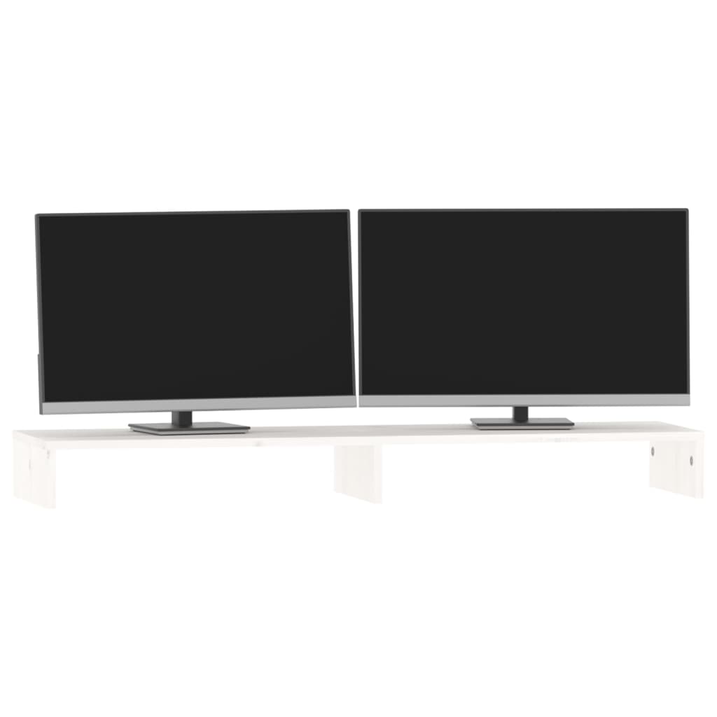 Monitorstandaard 100x27x10 cm massief grenenhout wit Computerverhogers en -standaards | Creëer jouw Trendy Thuis | Gratis bezorgd & Retour | Trendy.nl