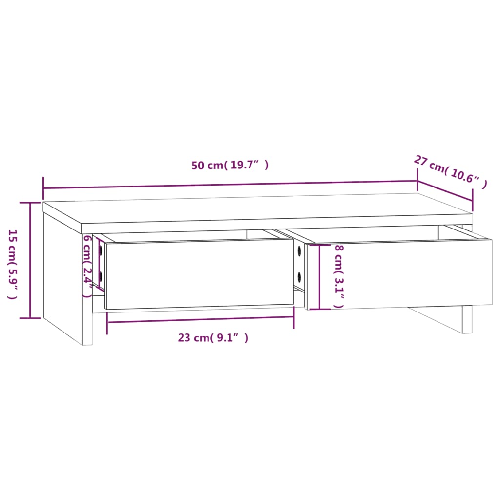 Monitorstandaard 50x27x15 cm massief grenenhout Computerverhogers en -standaards | Creëer jouw Trendy Thuis | Gratis bezorgd & Retour | Trendy.nl