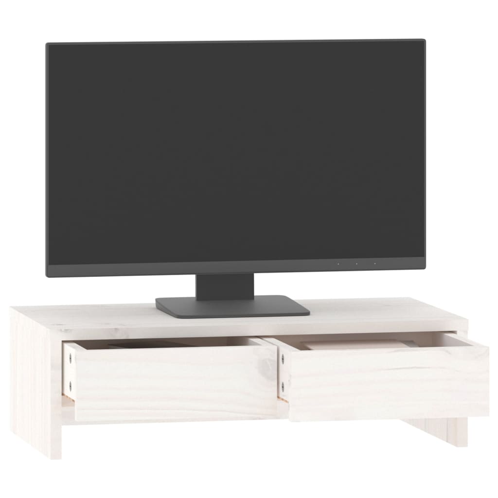 Monitorstandaard 50x27x15 cm massief grenenhout wit