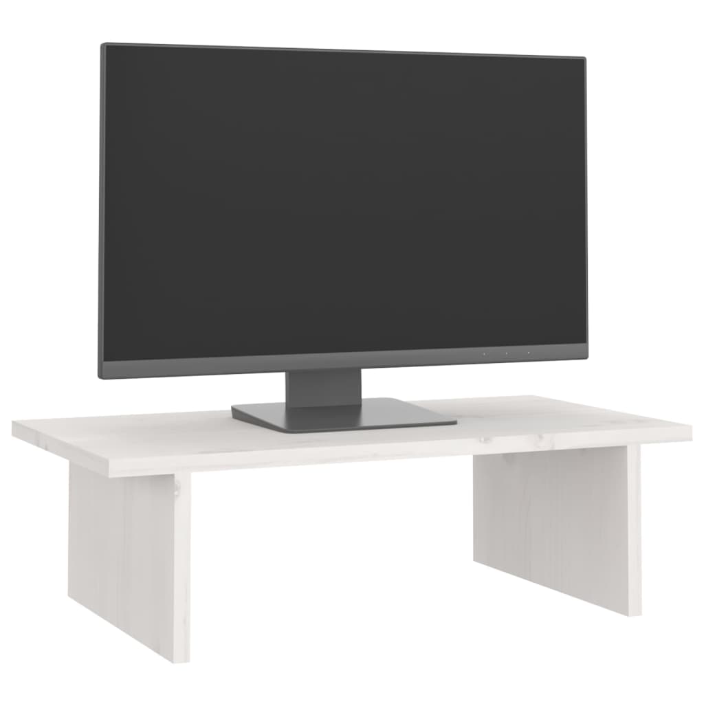 Monitorstandaard 50x27x15 cm massief grenenhout wit Computerverhogers en -standaards | Creëer jouw Trendy Thuis | Gratis bezorgd & Retour | Trendy.nl