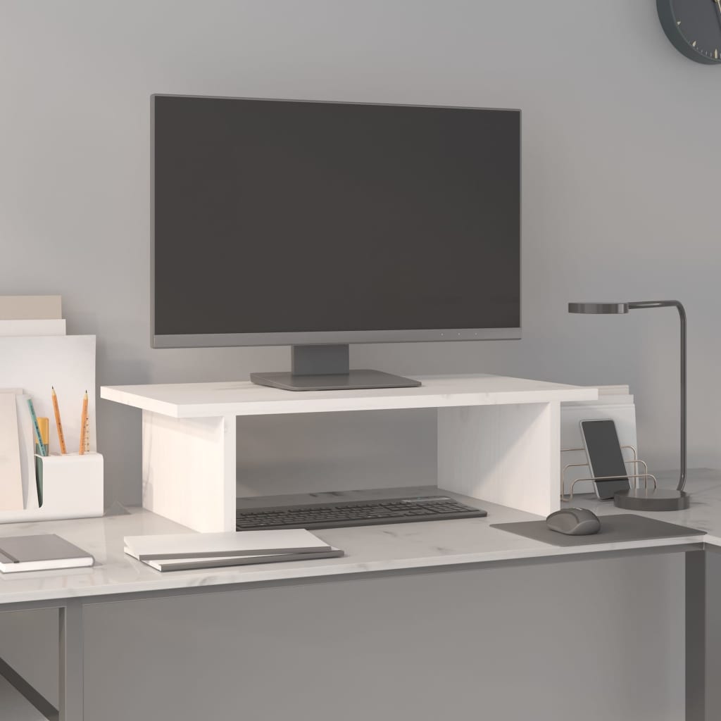 Monitorstandaard 50x27x15 cm massief grenenhout wit Computerverhogers en -standaards | Creëer jouw Trendy Thuis | Gratis bezorgd & Retour | Trendy.nl