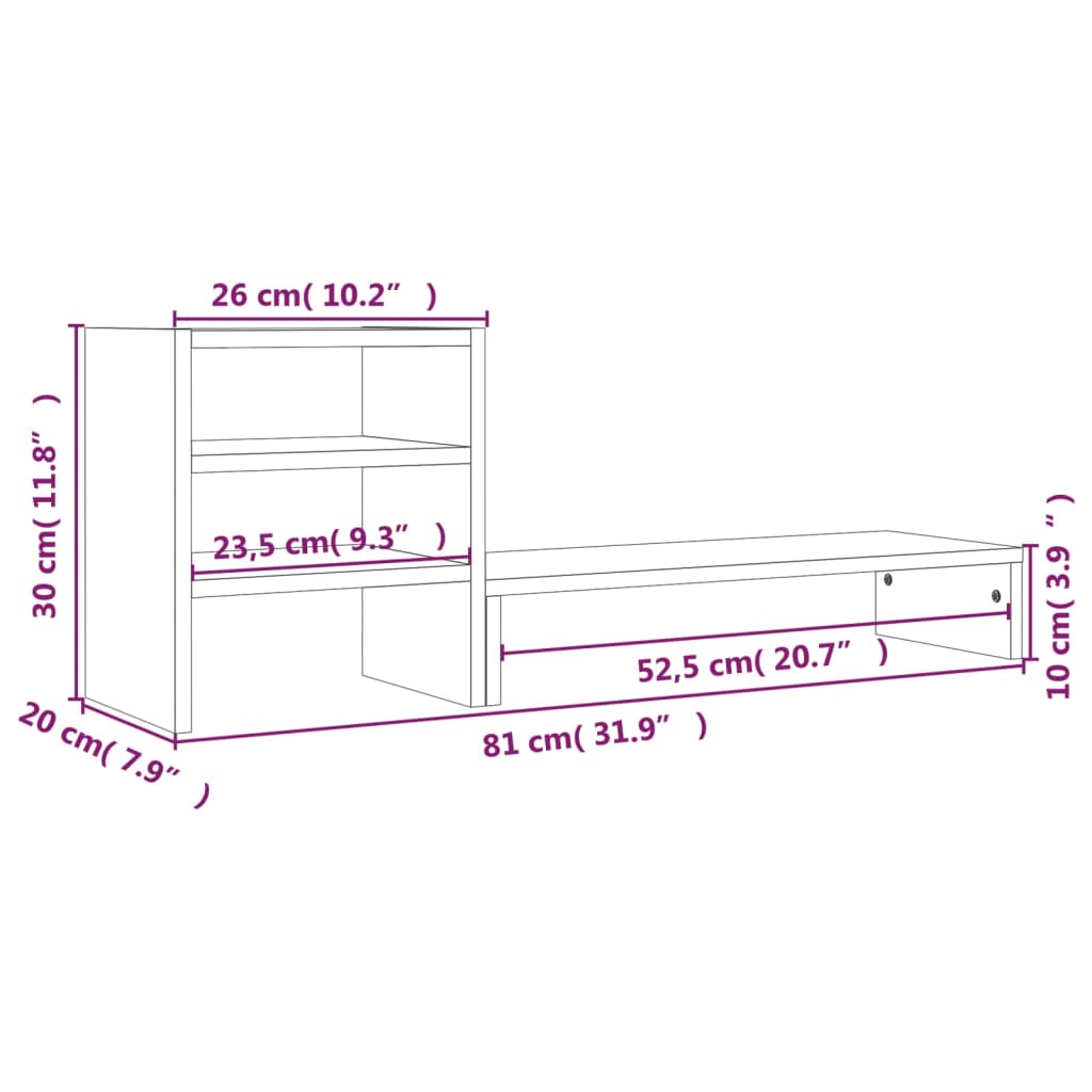 Monitorstandaard 81x20x30 cm massief grenenhout wit Computerverhogers en -standaards | Creëer jouw Trendy Thuis | Gratis bezorgd & Retour | Trendy.nl