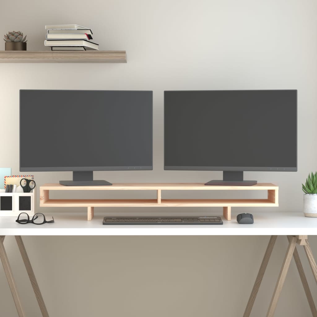 Monitorstandaard 100x27x14 cm massief grenenhout Computerverhogers en -standaards | Creëer jouw Trendy Thuis | Gratis bezorgd & Retour | Trendy.nl