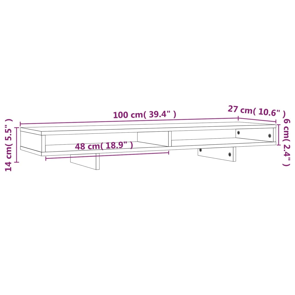 Monitorstandaard 100x27x14 cm massief grenenhout Computerverhogers en -standaards | Creëer jouw Trendy Thuis | Gratis bezorgd & Retour | Trendy.nl