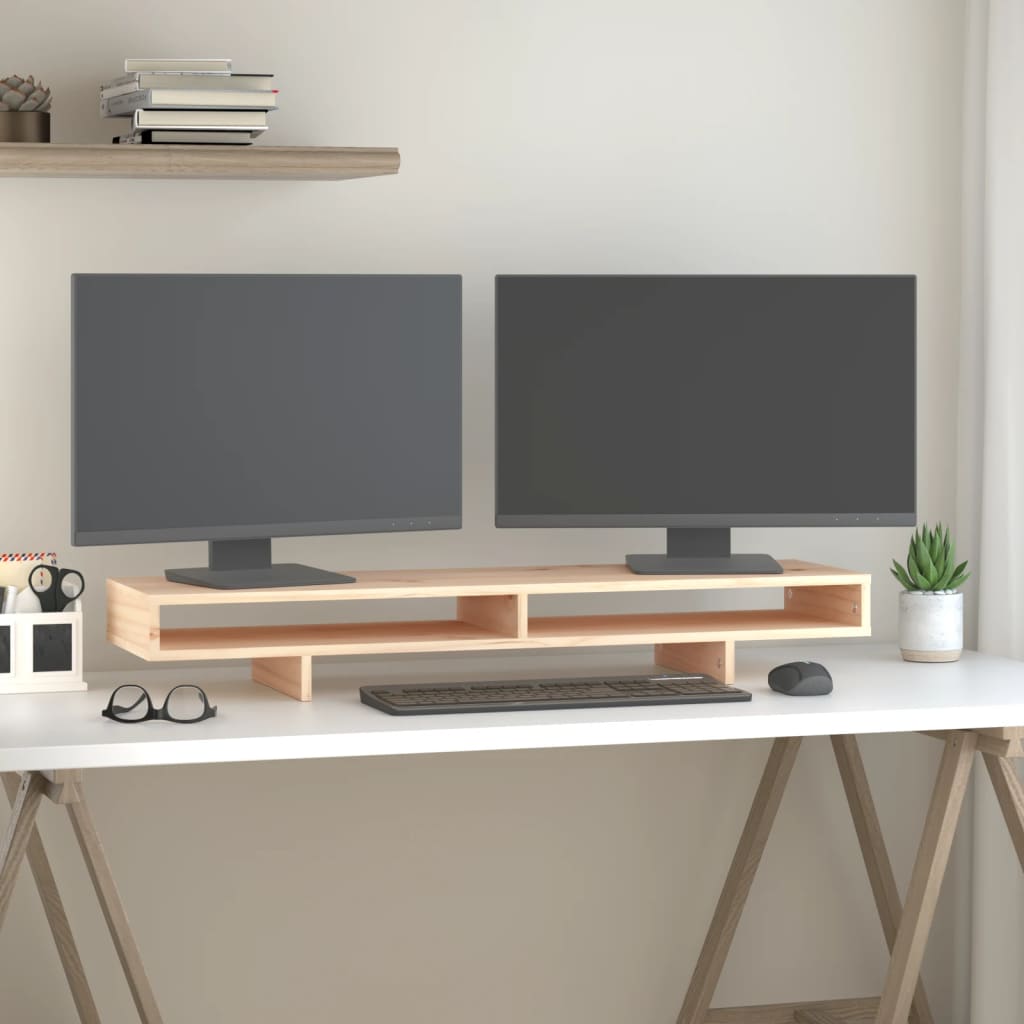 Monitorstandaard 100x27x14 cm massief grenenhout Computerverhogers en -standaards | Creëer jouw Trendy Thuis | Gratis bezorgd & Retour | Trendy.nl