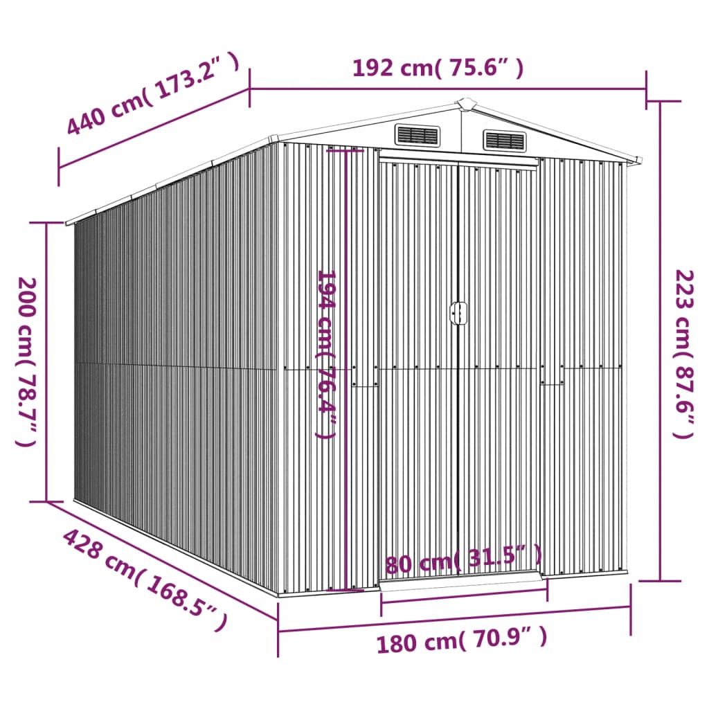 Tuinschuur 192x440x223 cm gegalvaniseerd staal groen Tuinhuizen | Creëer jouw Trendy Thuis | Gratis bezorgd & Retour | Trendy.nl