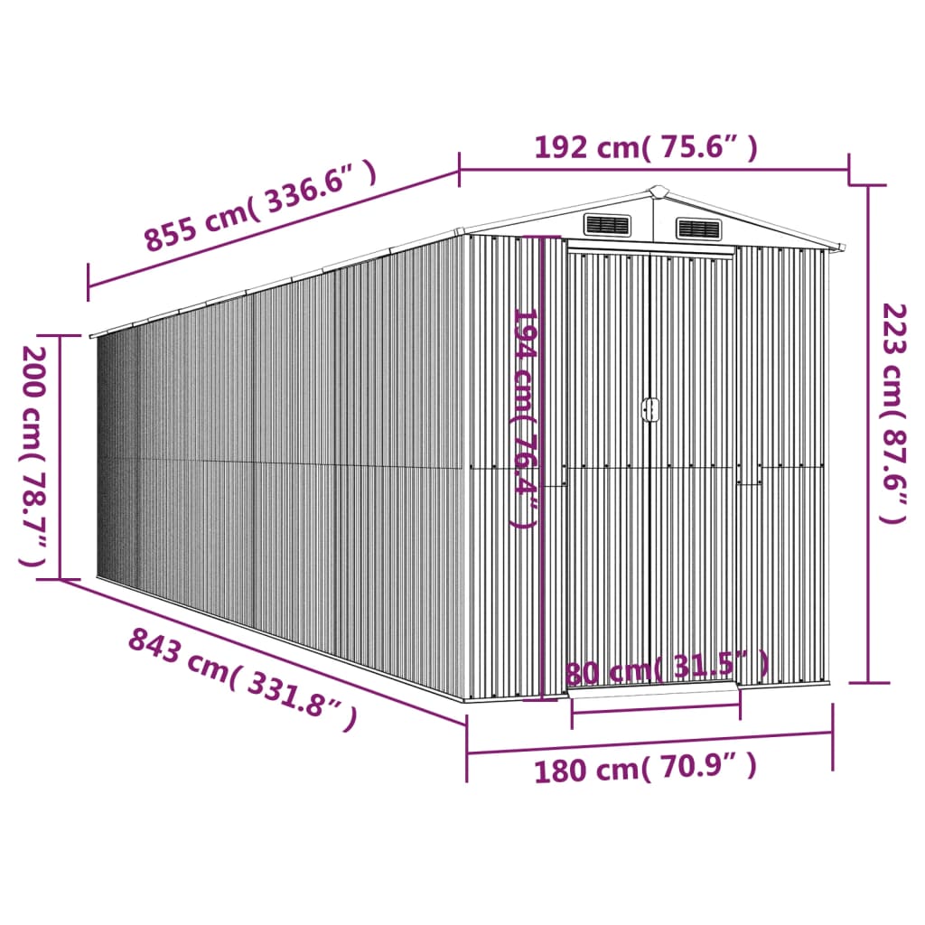 Tuinschuur 192x855x223 cm gegalvaniseerd staal lichtbruin Tuinhuizen | Creëer jouw Trendy Thuis | Gratis bezorgd & Retour | Trendy.nl