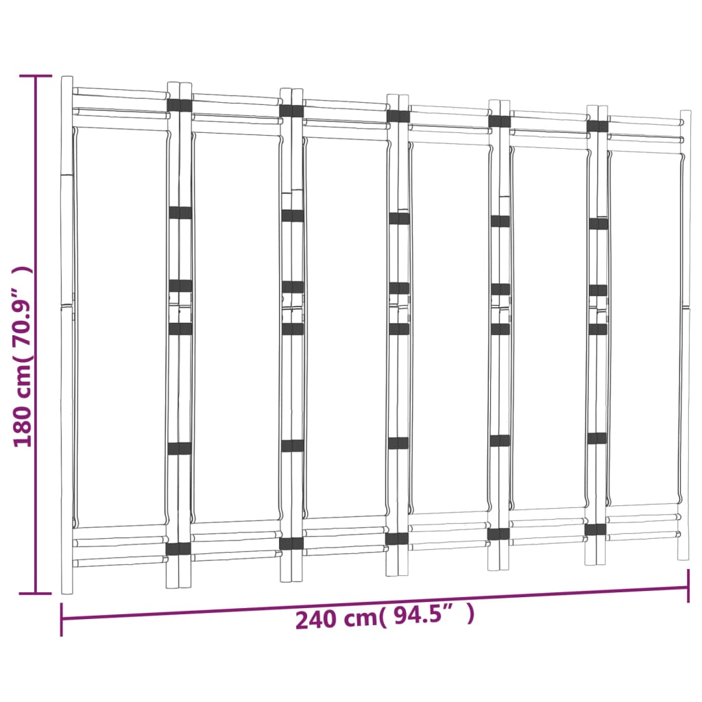 Kamerscherm 6-panelen inklapbaar 240 cm bamboe en canvas Kamerschermen | Creëer jouw Trendy Thuis | Gratis bezorgd & Retour | Trendy.nl