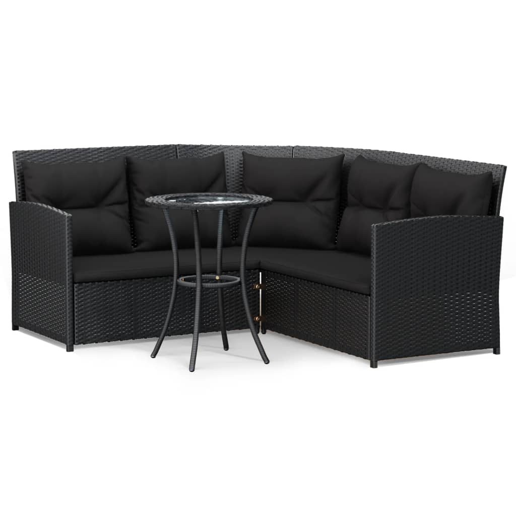 2-delige Loungeset met kussens L-vormig poly rattan zwart Tuinsets | Creëer jouw Trendy Thuis | Gratis bezorgd & Retour | Trendy.nl