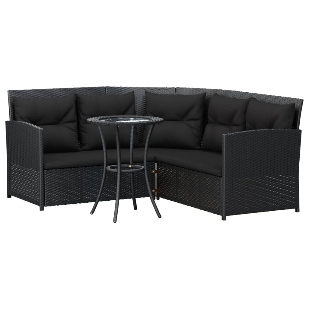 2-delige Loungeset met kussens L-vormig poly rattan zwart Tuinsets | Creëer jouw Trendy Thuis | Gratis bezorgd & Retour | Trendy.nl