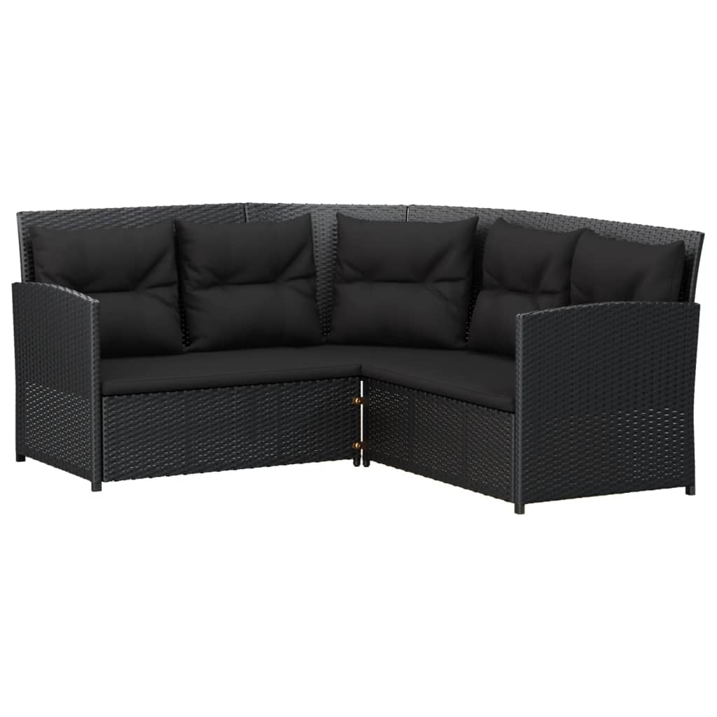 2-delige Loungeset met kussens L-vormig poly rattan zwart Tuinsets | Creëer jouw Trendy Thuis | Gratis bezorgd & Retour | Trendy.nl