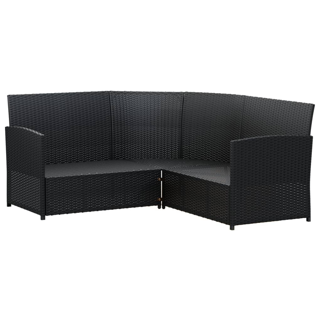 2-delige Loungeset met kussens L-vormig poly rattan zwart Tuinsets | Creëer jouw Trendy Thuis | Gratis bezorgd & Retour | Trendy.nl