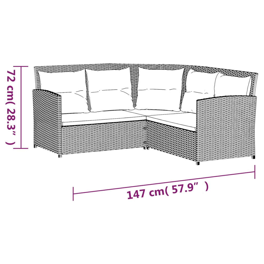 2-delige Loungeset met kussens L-vormig poly rattan zwart Tuinsets | Creëer jouw Trendy Thuis | Gratis bezorgd & Retour | Trendy.nl