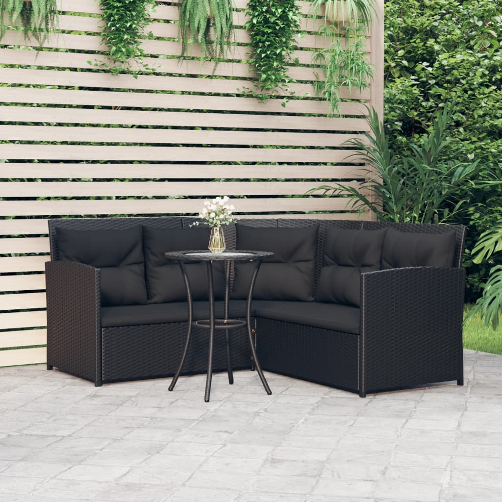 2-delige Loungeset met kussens L-vormig poly rattan zwart Tuinsets | Creëer jouw Trendy Thuis | Gratis bezorgd & Retour | Trendy.nl