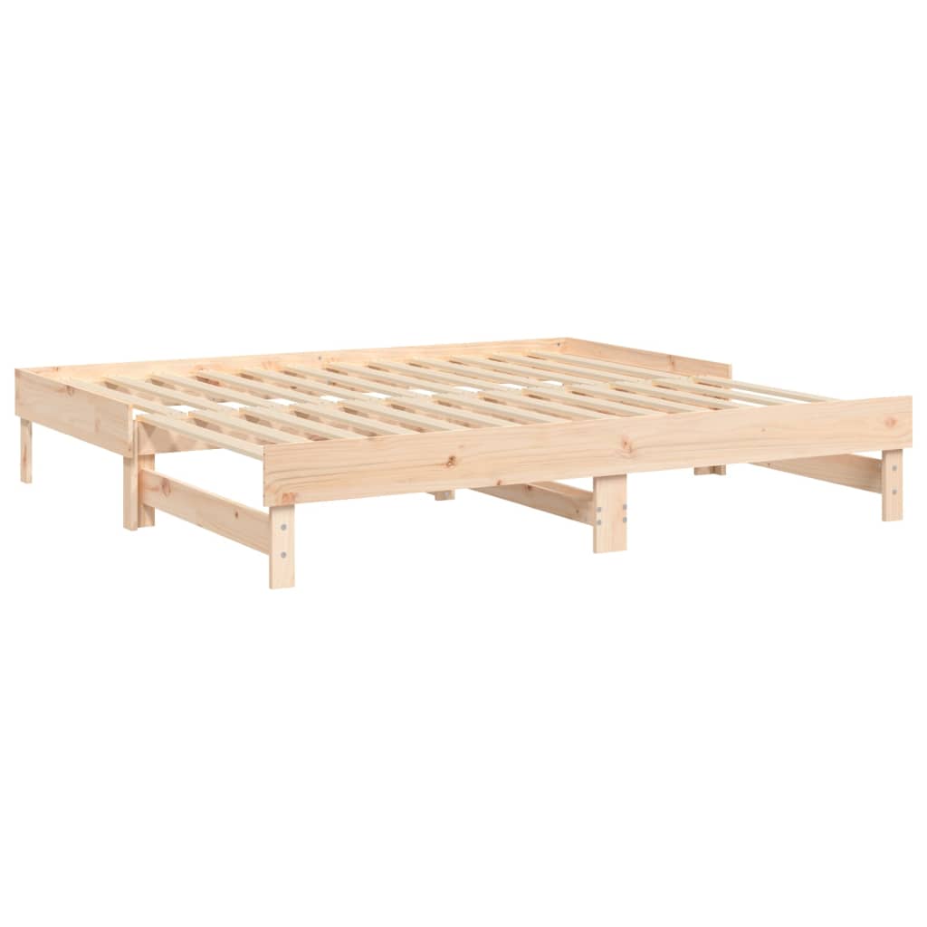 Slaapbank uitschuifbaar massief grenenhout 2x(75x190) cm