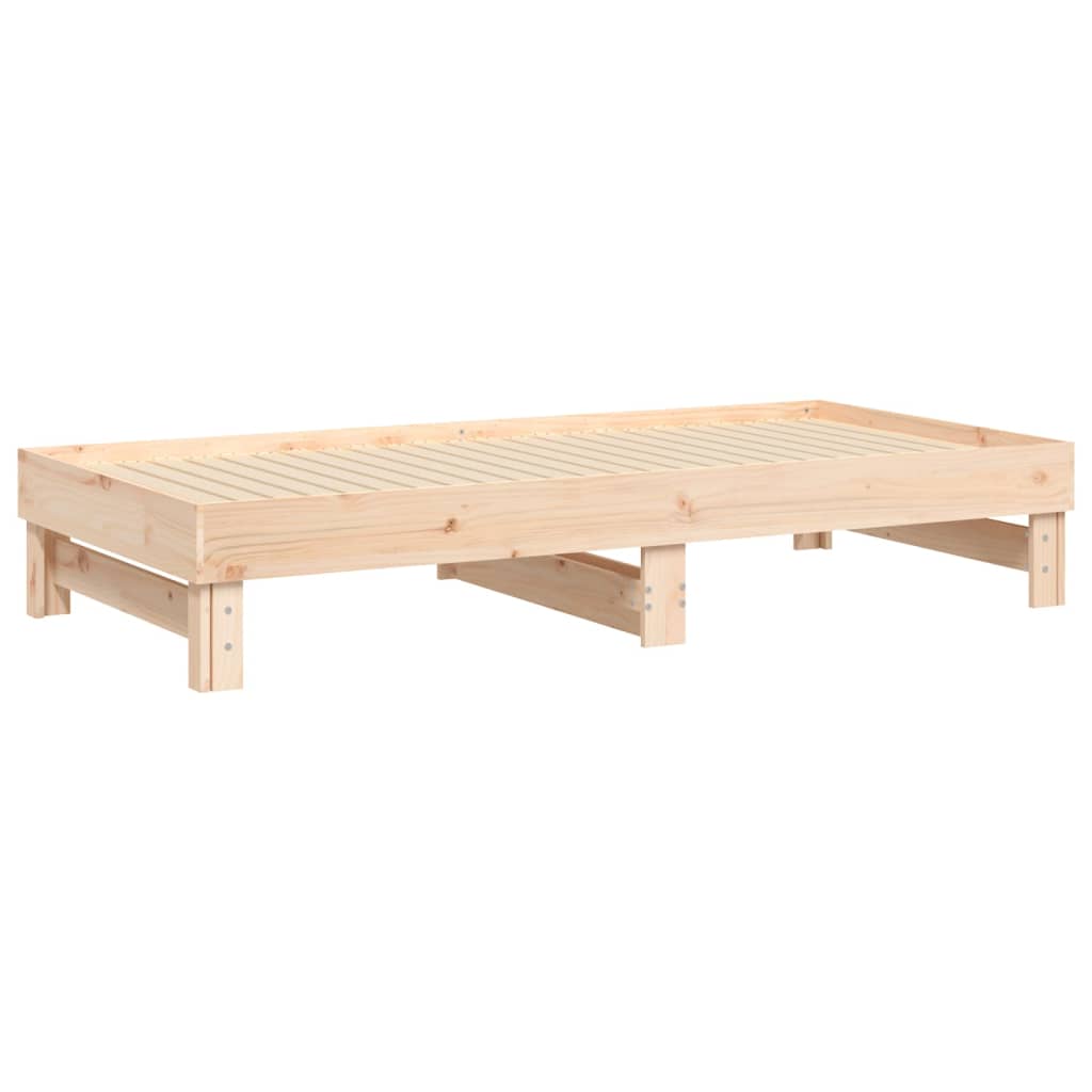 Slaapbank uitschuifbaar massief grenenhout 2x(75x190) cm