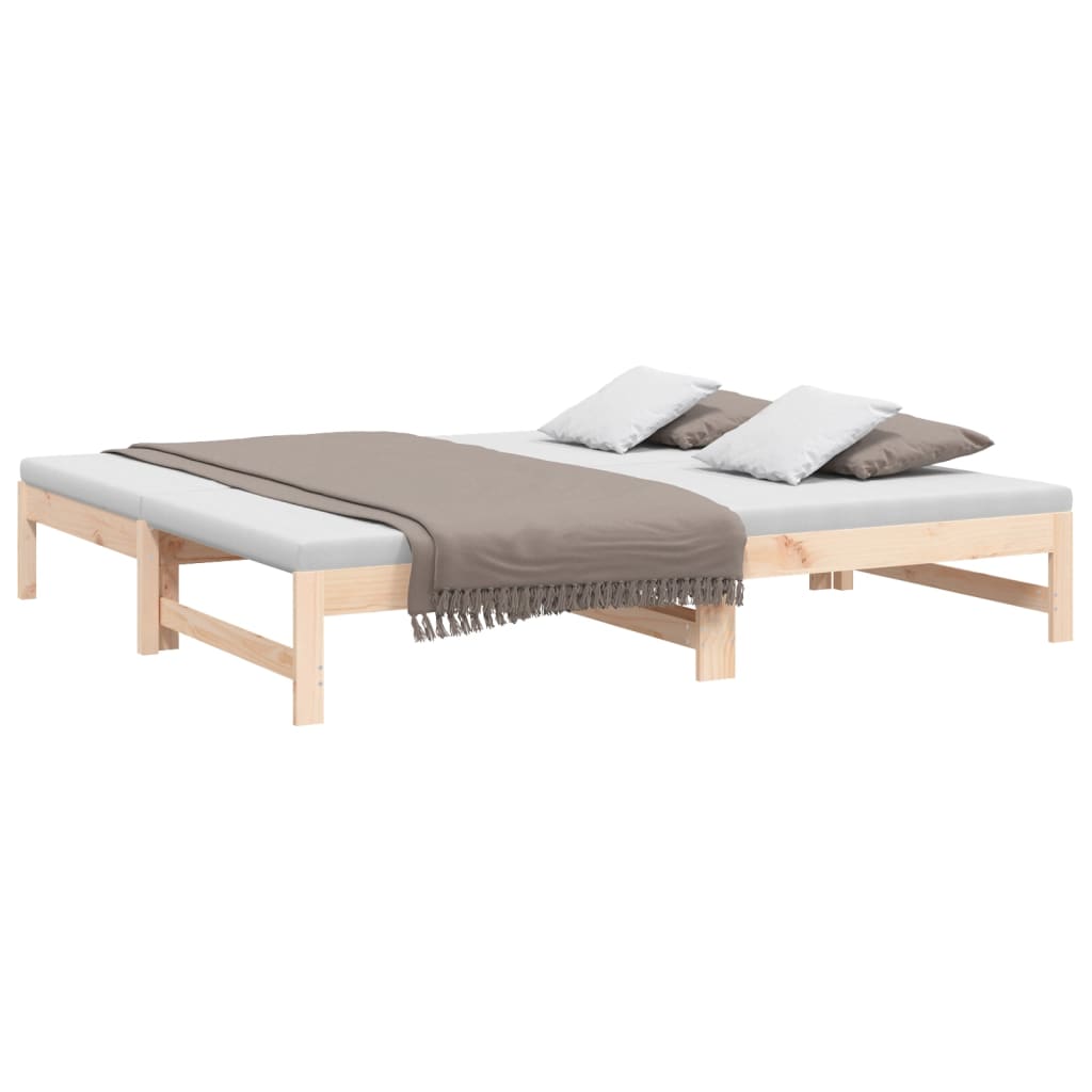 Slaapbank uitschuifbaar massief grenenhout 2x(75x190) cm Bedden & bedframes | Creëer jouw Trendy Thuis | Gratis bezorgd & Retour | Trendy.nl