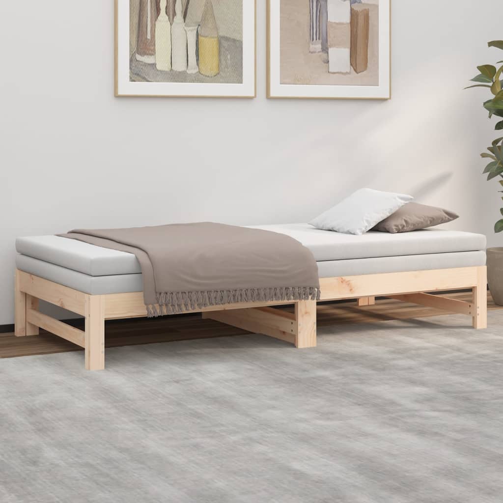 Slaapbank uitschuifbaar massief grenenhout 2x(75x190) cm Bedden & bedframes | Creëer jouw Trendy Thuis | Gratis bezorgd & Retour | Trendy.nl