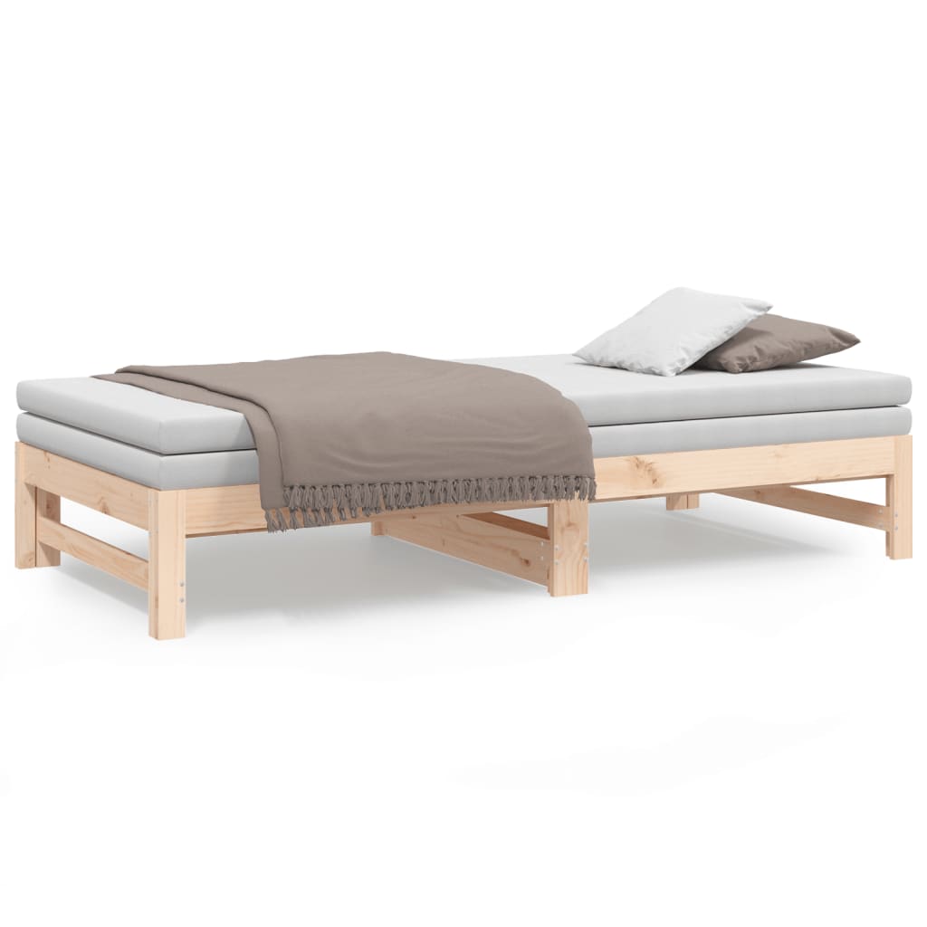 Slaapbank uitschuifbaar massief grenenhout 2x(75x190) cm Bedden & bedframes | Creëer jouw Trendy Thuis | Gratis bezorgd & Retour | Trendy.nl