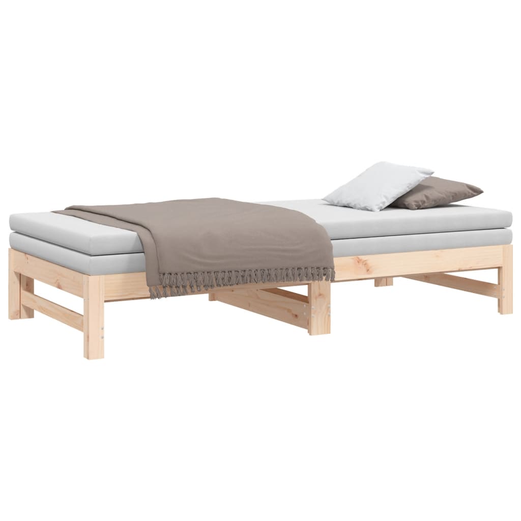 Slaapbank uitschuifbaar massief grenenhout 2x(75x190) cm Bedden & bedframes | Creëer jouw Trendy Thuis | Gratis bezorgd & Retour | Trendy.nl