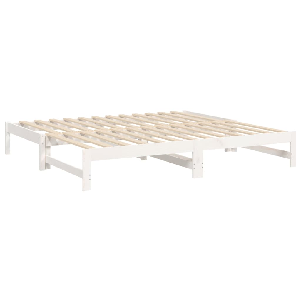 Slaapbank uitschuifbaar massief grenenhout wit 2x(75x190) cm Bedden & bedframes | Creëer jouw Trendy Thuis | Gratis bezorgd & Retour | Trendy.nl