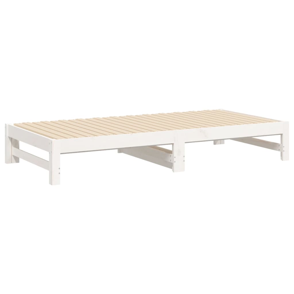 Slaapbank uitschuifbaar massief grenenhout wit 2x(75x190) cm Bedden & bedframes | Creëer jouw Trendy Thuis | Gratis bezorgd & Retour | Trendy.nl