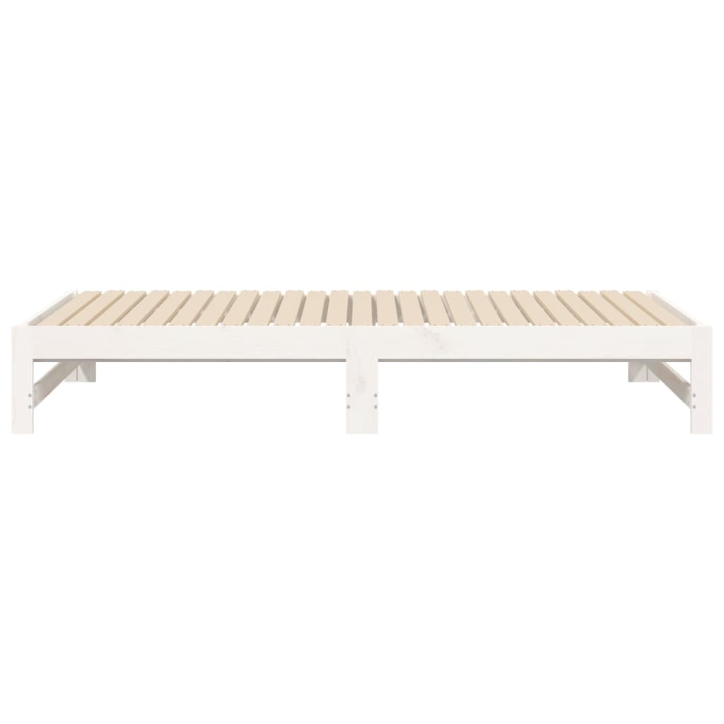 Slaapbank uitschuifbaar massief grenenhout wit 2x(75x190) cm Bedden & bedframes | Creëer jouw Trendy Thuis | Gratis bezorgd & Retour | Trendy.nl