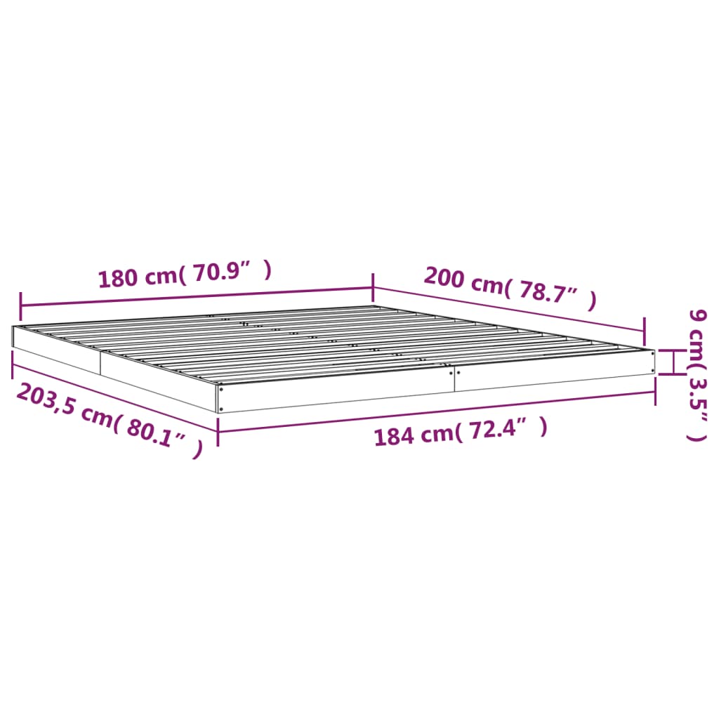 Bedframe massief grenenhout 180x200 cm