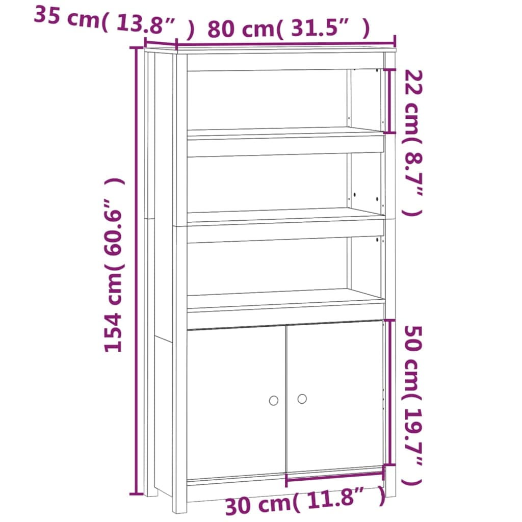 Hoge kast 80x35x154 cm massief grenenhout grijs Dressoirs & buffetkasten | Creëer jouw Trendy Thuis | Gratis bezorgd & Retour | Trendy.nl