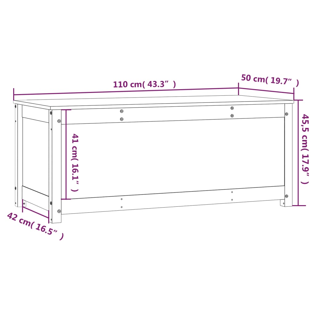 Opbergbox zwart 110x50x45,5 cm massief grenenhout Kasten & opbergmeubelen | Creëer jouw Trendy Thuis | Gratis bezorgd & Retour | Trendy.nl