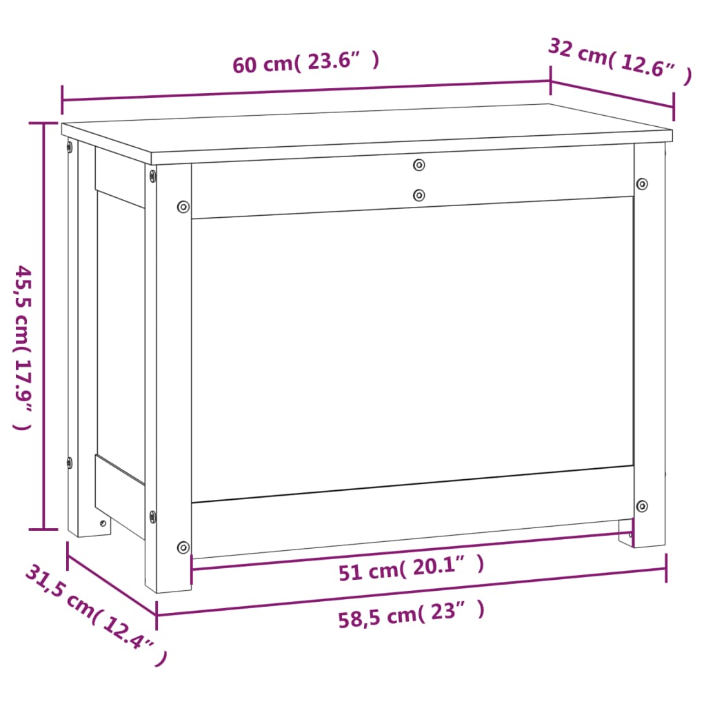 Opbergbox grijs 60x32x45,5 cm massief grenenhout Kasten & opbergmeubelen | Creëer jouw Trendy Thuis | Gratis bezorgd & Retour | Trendy.nl