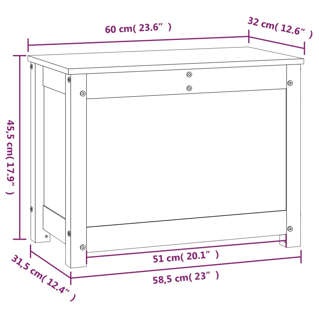 Opbergbox zwart 60x32x45,5 cm massief grenenhout Kasten & opbergmeubelen | Creëer jouw Trendy Thuis | Gratis bezorgd & Retour | Trendy.nl