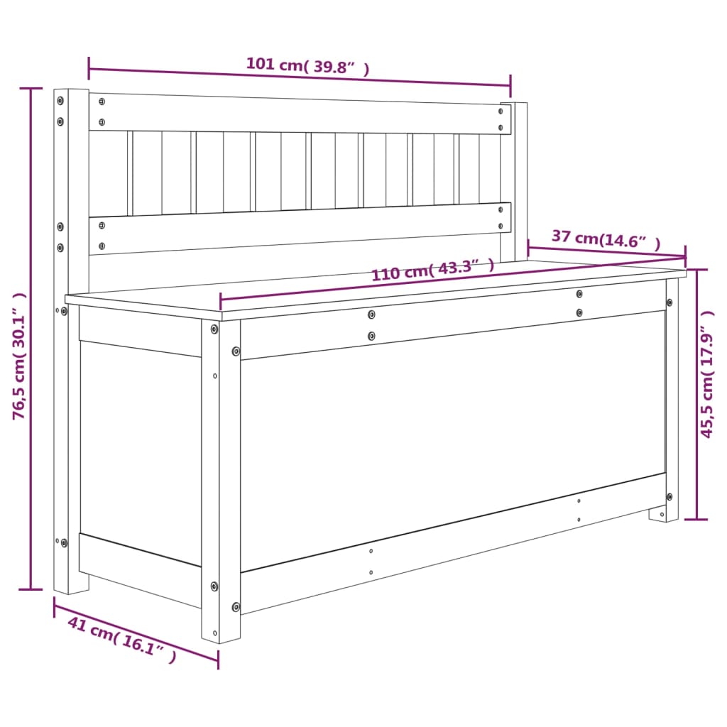 Bankje 110x41x76,5 cm massief grenenhout zwart Bankjes | Creëer jouw Trendy Thuis | Gratis bezorgd & Retour | Trendy.nl