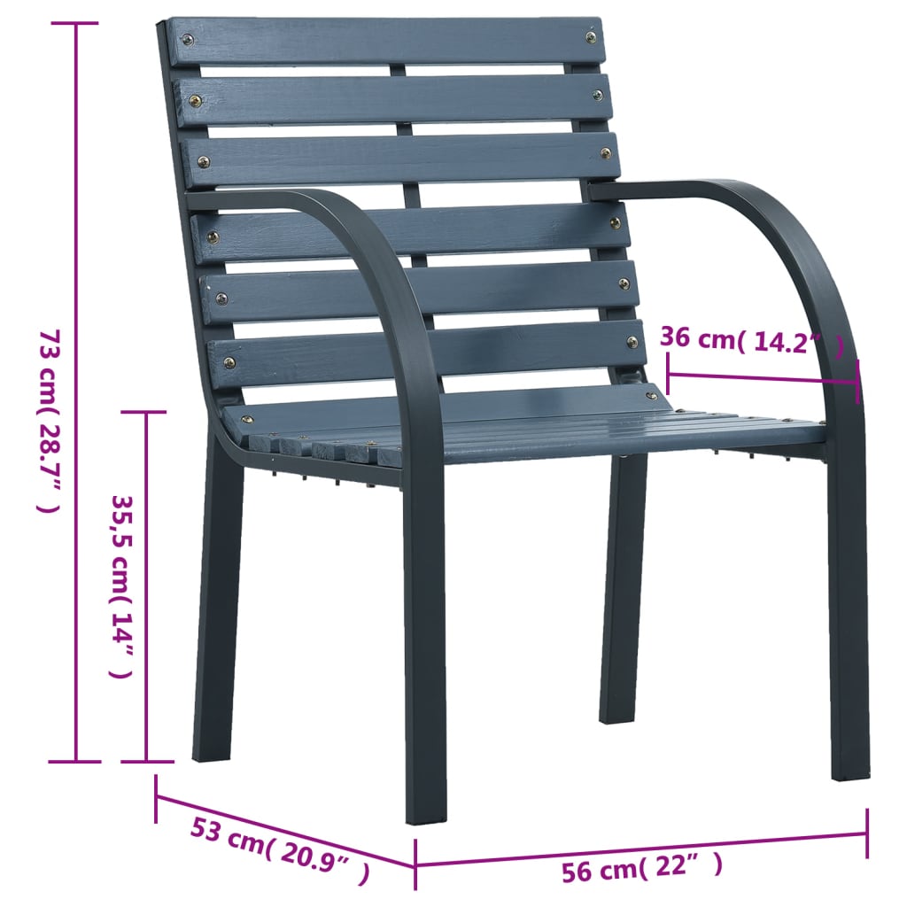 Tuinstoelen 2 st massief vurenhout en gepoedercoat staal grijs Bankjes | Creëer jouw Trendy Thuis | Gratis bezorgd & Retour | Trendy.nl