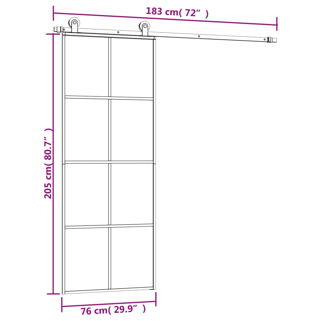 Schuifdeur met beslag 76x205 cm ESG-glas en aluminium Voordeuren | Creëer jouw Trendy Thuis | Gratis bezorgd & Retour | Trendy.nl