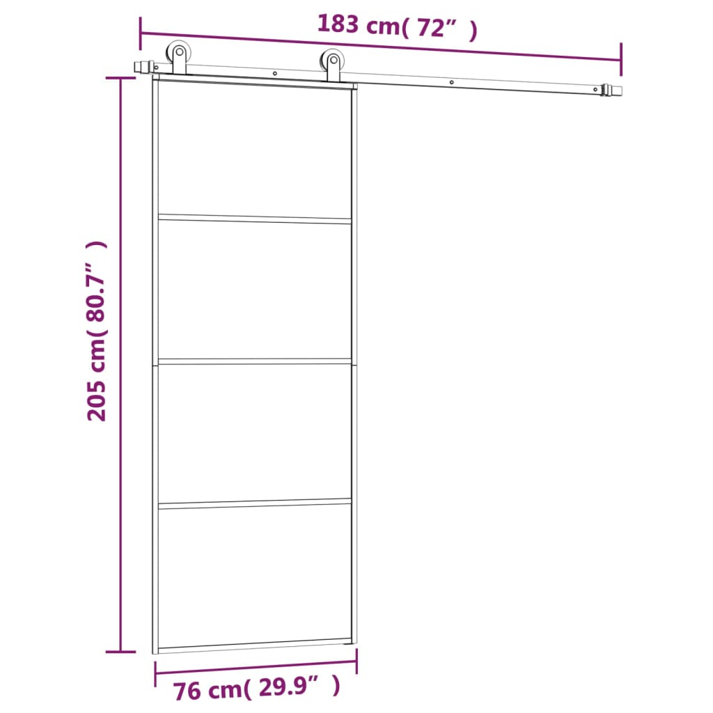 Schuifdeur met beslag 76x205 cm ESG-glas en aluminium Voordeuren | Creëer jouw Trendy Thuis | Gratis bezorgd & Retour | Trendy.nl