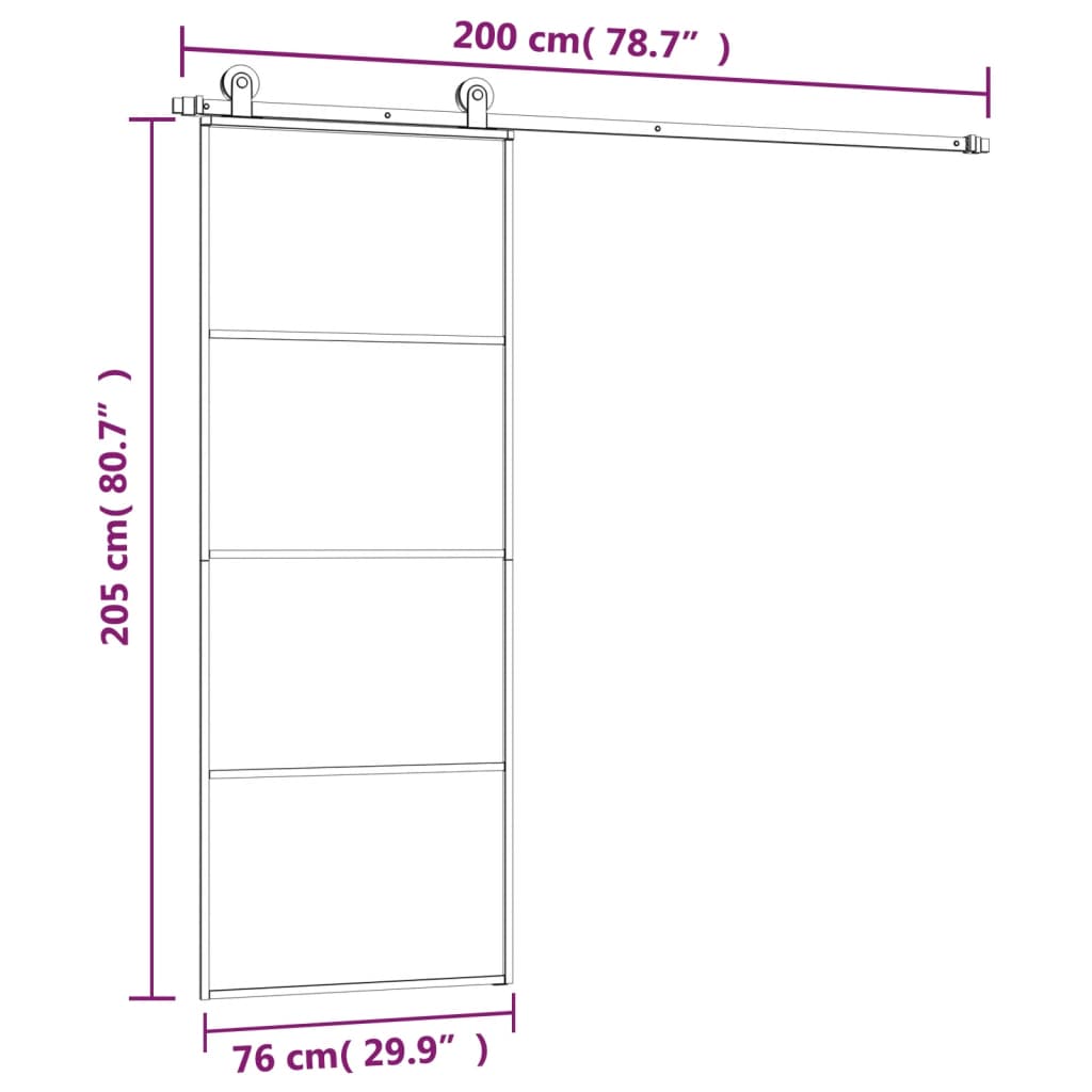 Schuifdeur met beslag 76x205 cm ESG-glas en aluminium Voordeuren | Creëer jouw Trendy Thuis | Gratis bezorgd & Retour | Trendy.nl