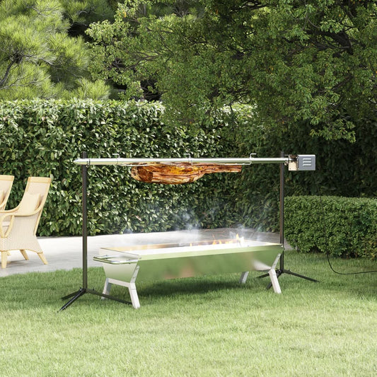 Automatische barbecue met motor 150x46,5x82,5 cm roestvrijstaal Barbecues | Creëer jouw Trendy Thuis | Gratis bezorgd & Retour | Trendy.nl