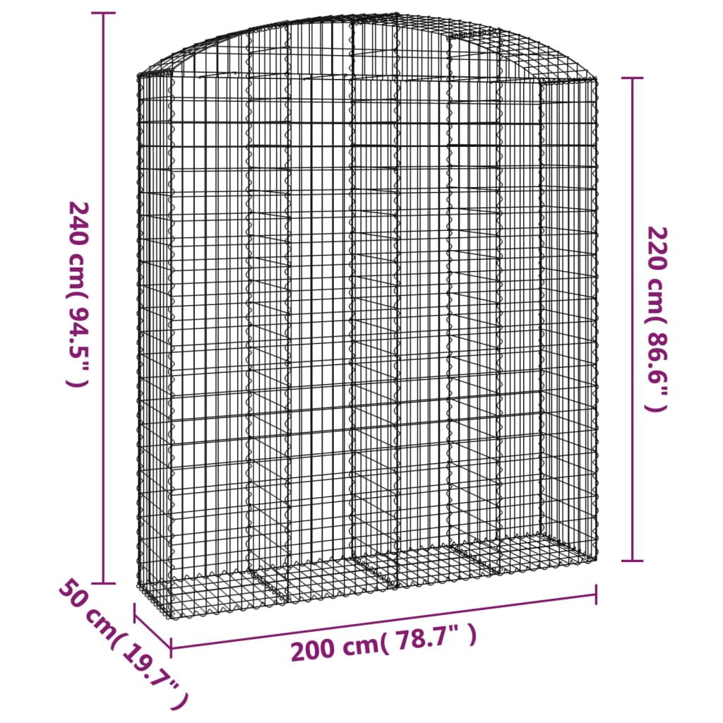 Schanskorf gewelfd 200x50x220/240 cm gegalvaniseerd ijzer Bloempotten & plantenbakken | Creëer jouw Trendy Thuis | Gratis bezorgd & Retour | Trendy.nl