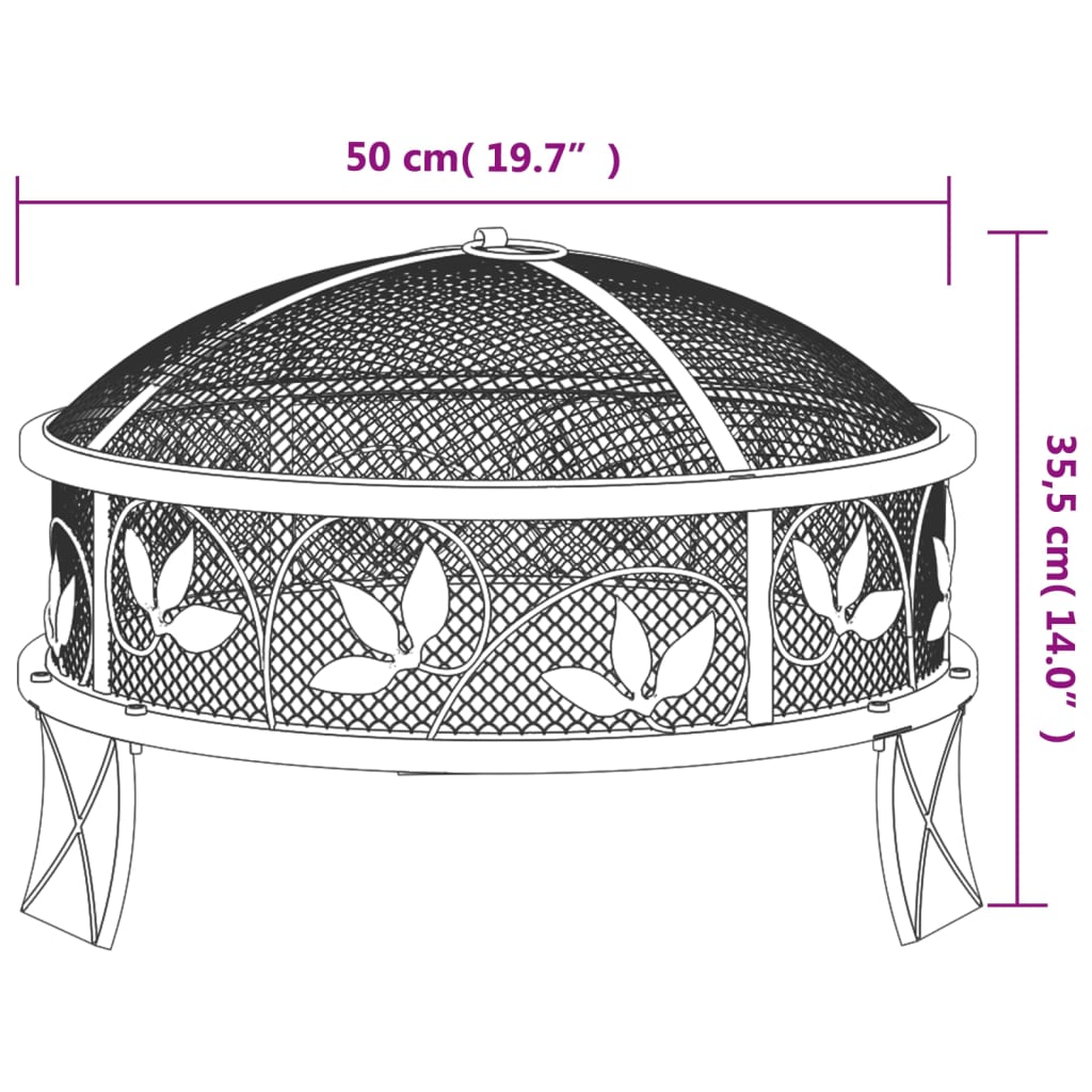 Vuurplaats met pook XXL 50 cm staal Haarden | Creëer jouw Trendy Thuis | Gratis bezorgd & Retour | Trendy.nl