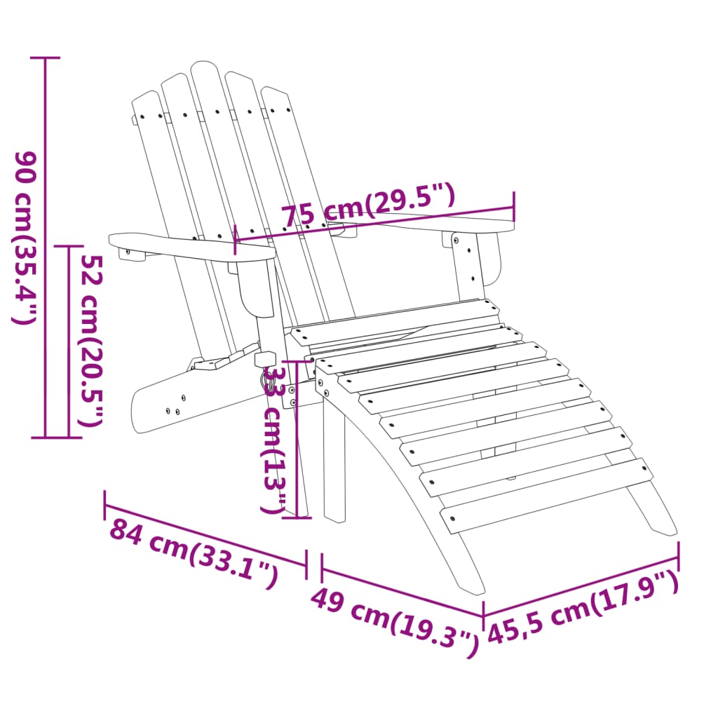 3-delige Loungeset Adirondack massief acaciahout Tuinsets | Creëer jouw Trendy Thuis | Gratis bezorgd & Retour | Trendy.nl