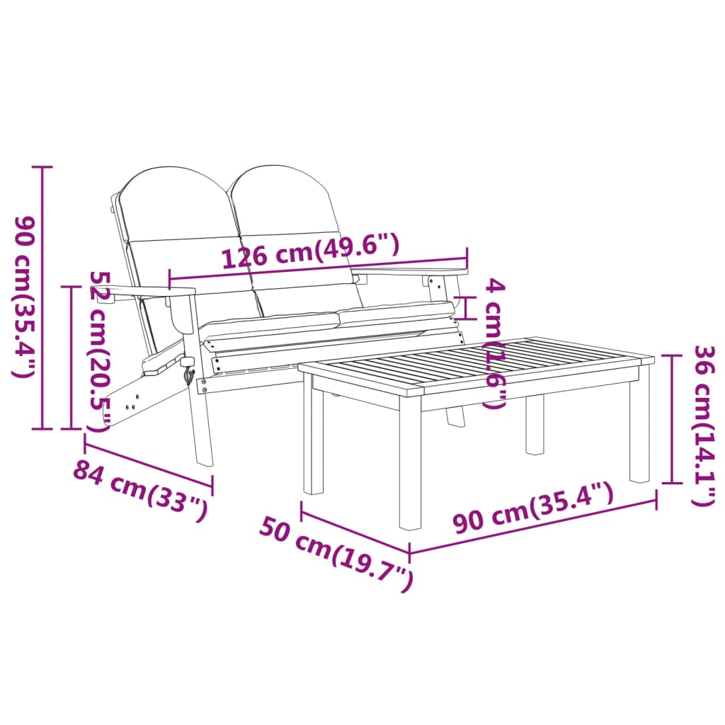 5-delige Loungeset Adirondack massief acaciahout Tuinsets | Creëer jouw Trendy Thuis | Gratis bezorgd & Retour | Trendy.nl